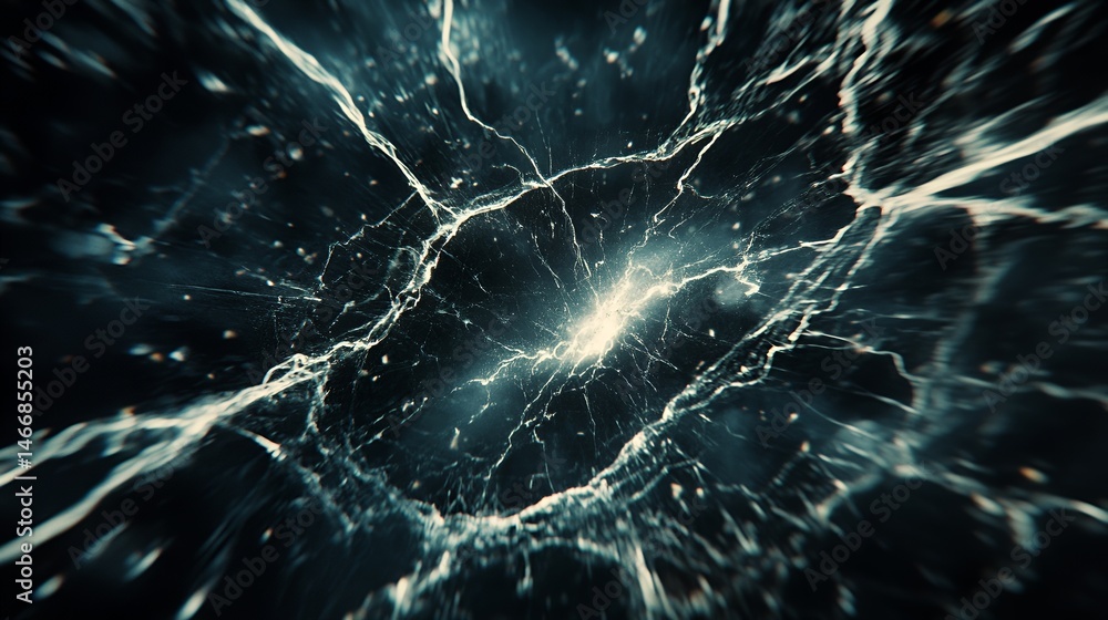 Poster abstract visualization of neural connections in a dark environment with intricate patterns and organ