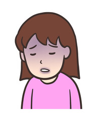 チアノーゼの顔、紫色の唇の女性イラスト