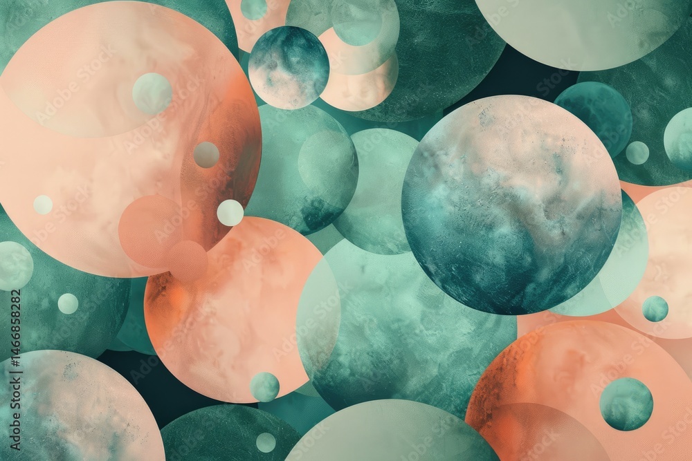 Aufkleber abstract vibrant geometric shapes sphere on surface of contemporary design express scene of seamless