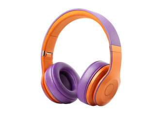 Orange and Purple Wireless Headphones on White Background