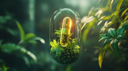 Translucent capsule filled with nature's essence.