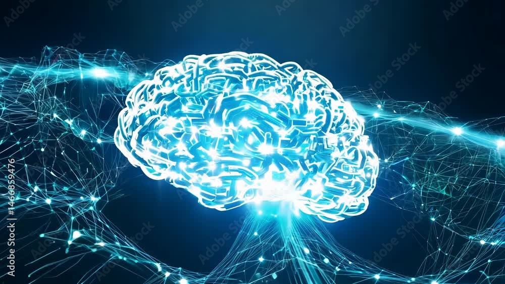 Aufkleber ai brain connectivity network animation. artificial intelligence concept in 4k.