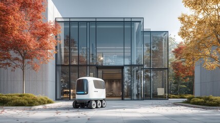 Autonomous delivery robot navigating city sidewalk