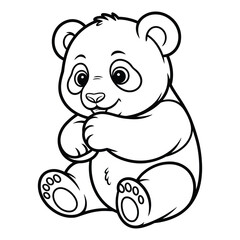 Fototapeta premium Baby Panda Coloring Page, Silhouette, Vector, Illustration, Icon, Logo, White Background.