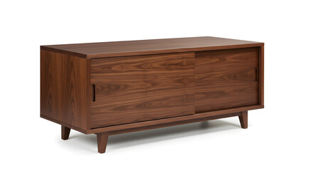 MidCentury Modern Wooden Media Console Stylish  Functional Storage on white background
