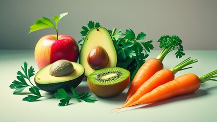 Nature's Palette A Symphony of Freshness, apple, avocado, carrot, kiwi