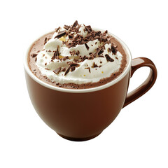 Hot chocolate with cream isolated on transparent background