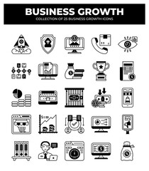 Collection of 25 Business Growth Icons: Boost Your Business with these Essential Visuals