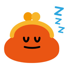 眠っている可愛いがま口のお財布のイラスト