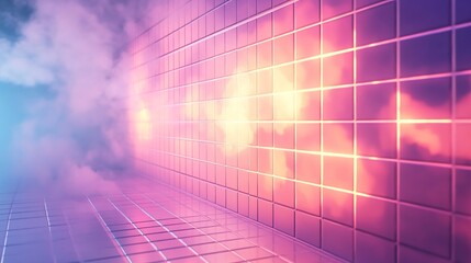 Obraz premium pastel neon grid minimal background