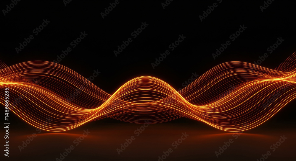 Aufkleber abstract glowing orange wavy lines on a black background. dynamic motion blur lines create a modern 