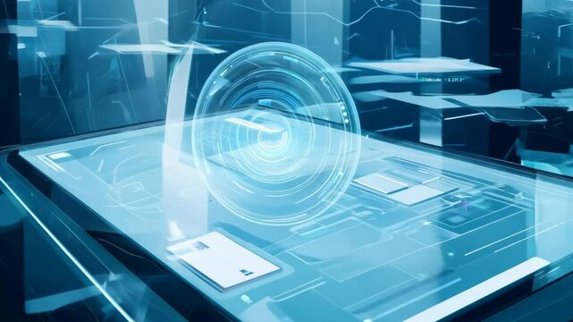 Futuristic Holographic Display Interface Technology Concept 4K.