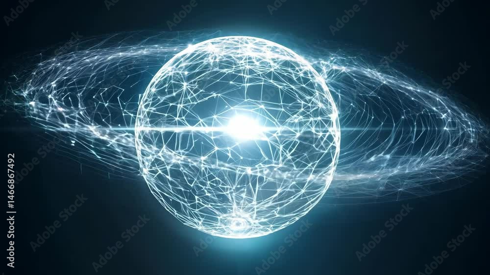 Poster abstract glowing sphere network connection 4k.