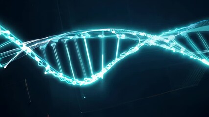 Glowing DNA Strand Animation on Dark Background in 4K. - Powered by Adobe