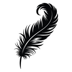 Obraz premium Gothic Feather Silhouette, Vector, Illustration, Icon, Logo, White Background.