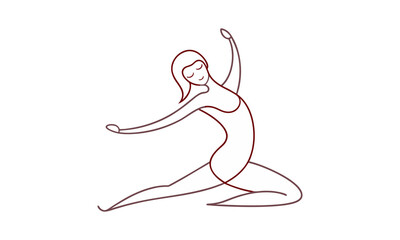 Relaxing Woman Stretching | Elegant Continuous Line Art & One-Line Drawing Vector