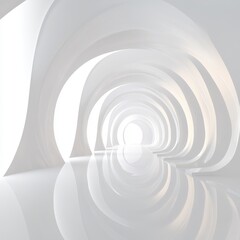 Obraz premium Abstract futuristic architecture with arches and reflections on floor on white background