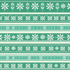 Nordic Fair Isle snowflake pattern in mint pine ivory pattern.