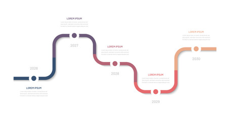 A five-step modern timeline for business presentations. A diagram for a company's marketing plan