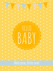 Newborn card with garlands and ribbons