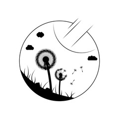 Abstract Outline Round Frame With Flowers Plants Botanical Flower Bruch Nature Doodle Outline Vector Design Style