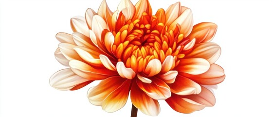Obraz premium Stunning Close-Up of a Vibrant Orange and White Dahlia Flower on a White Background Macro Shot