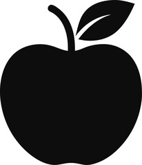Apple fruit icon Silhouette vector on transparent background
