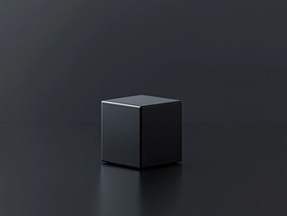 Minimalist Black Cube on Dark Background