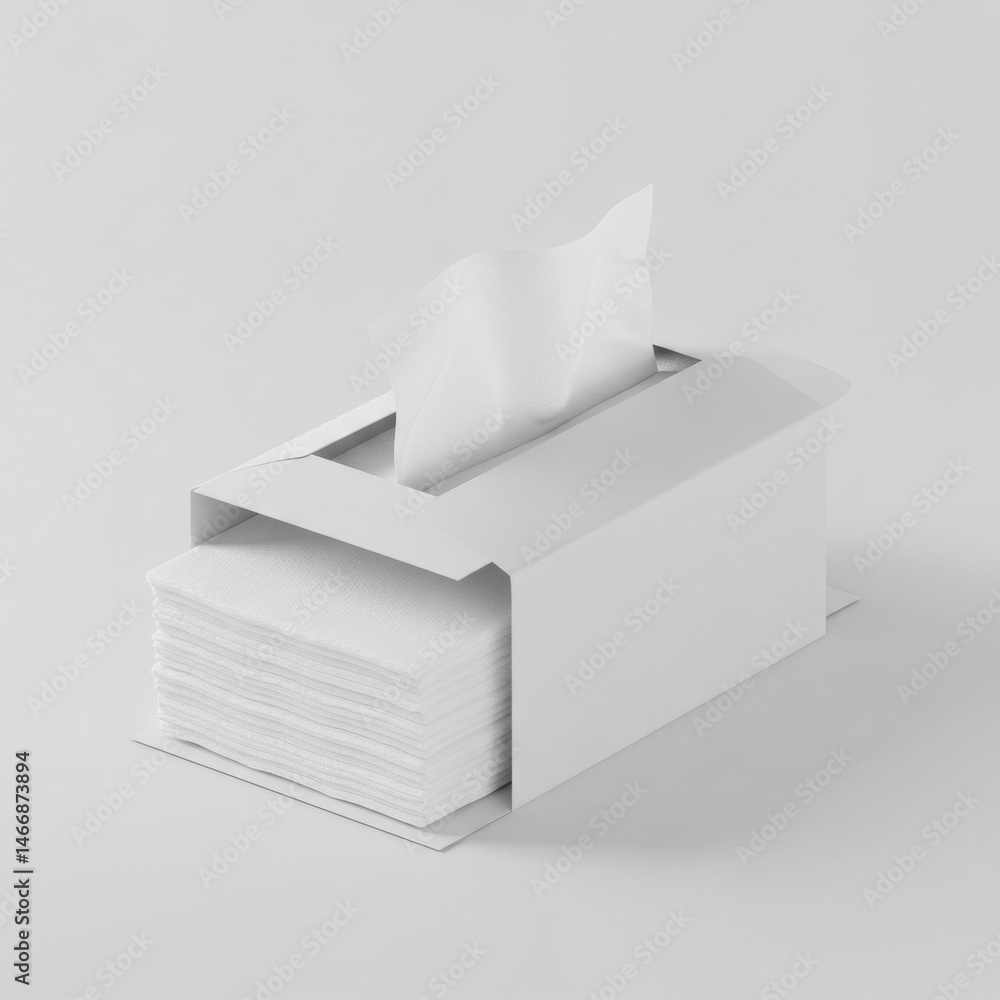 Poster white tissue box with tissues ready for use in a clean, modern setting. open tissue dispenser box wi
