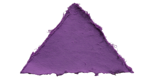  purple triangle with torn edge on a white background 