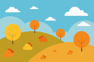 autumn hillside with scattered pumpkins and golden.svg