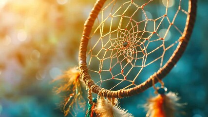 Dreamcatcher close-up in nature. Selective focus. Nature. - Powered by Adobe