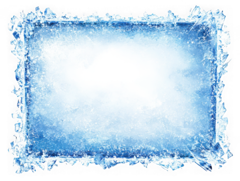 Icy frame with frozen edges on transparent background