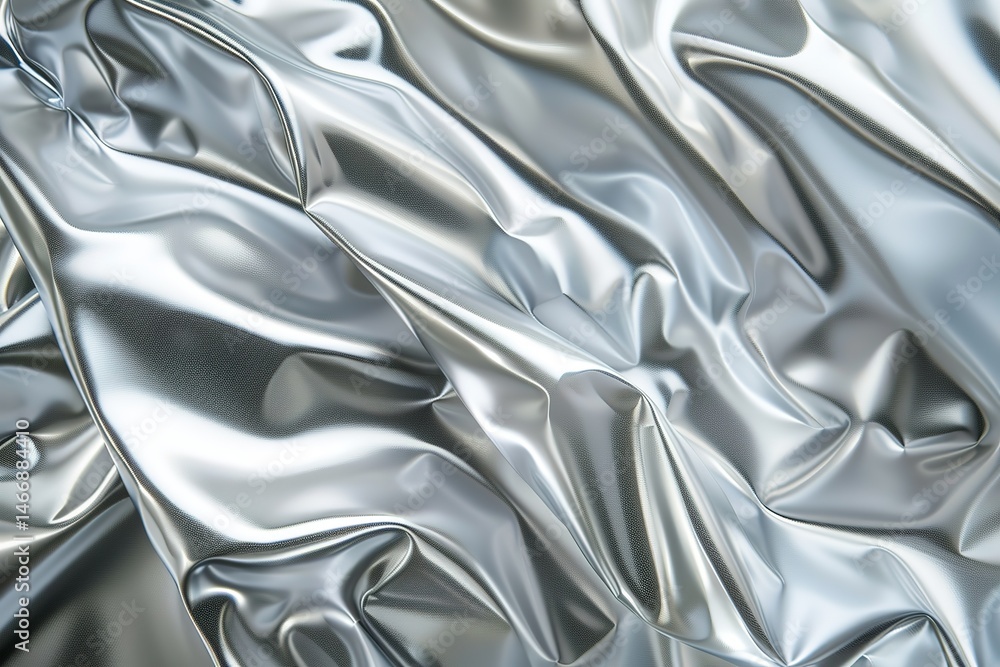 Aufkleber shimmering silver fabric with flowing elegant folds reflecting light and creating depth