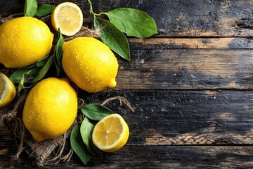 Fresh Lemons on Wooden Table