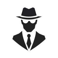 Mysterious man icon agent with hat and sunglasses
