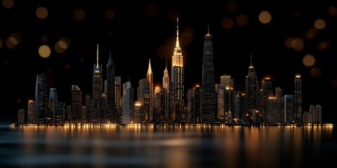 Obraz premium Biotech investing trends in urban landscapes a nighttime cityscape reflection