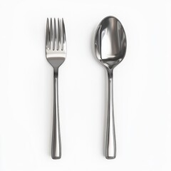 Polished silver fork and spoon set