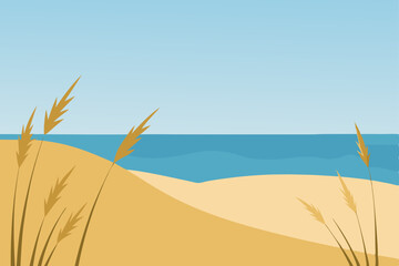 coastal dunes with beach grass swaying under 