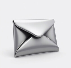 a small, highly reflective, 3D metallic envelope icon