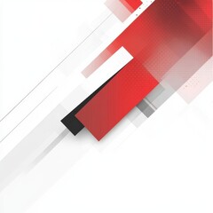 Abstract geometric design with red and black rectangles and lines on white background