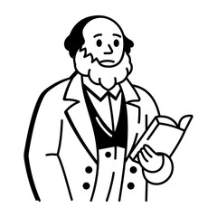 An icon showing a biologist illustrated in hand drawn style