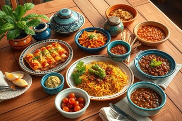 Mexican Feast on a Wooden Table