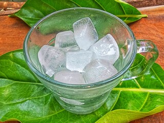A glass of cube ice 