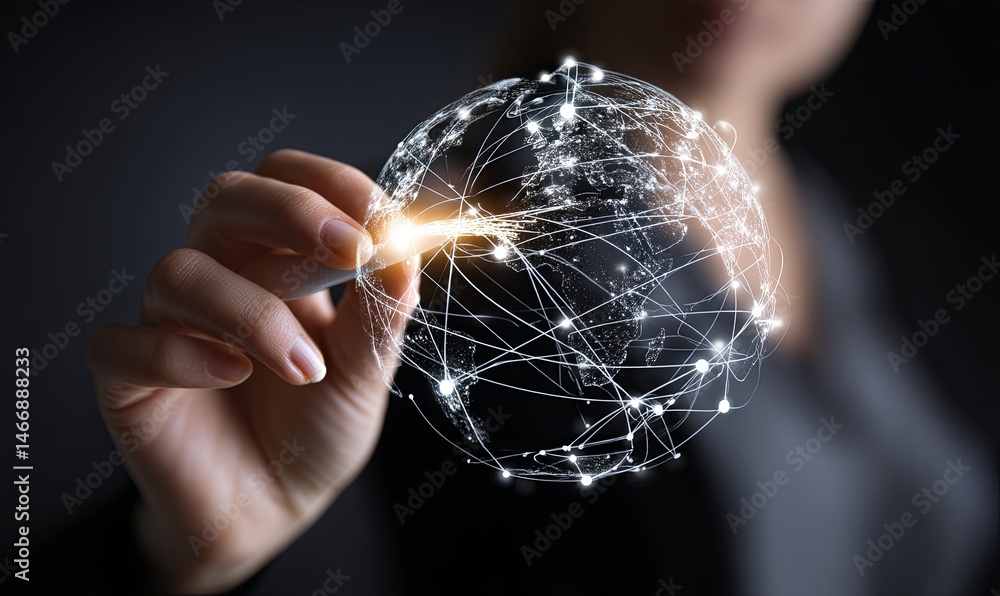 Poster connecting global networks through digital interaction and innovation