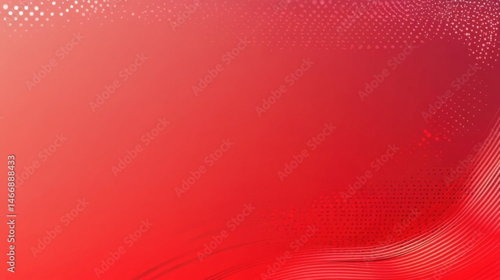 Poster red gradient background with halftone dots and curved lines abstract design graphic resource element