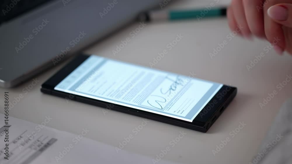 Poster digital signature on contract document online