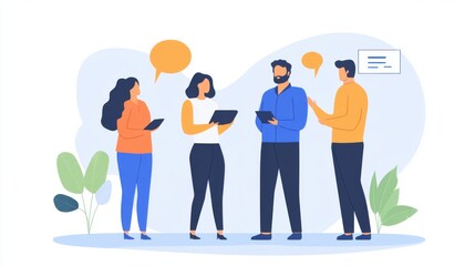Obraz premium Creative business team brainstorming innovative ideas, concept vector illustration