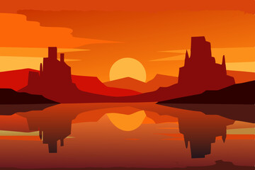 Fototapeta premium desert sunset reflecting on ancient sandstone form.svg