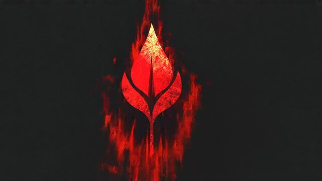 Abstract red flame logo on a black background, symbolizing energy and passion